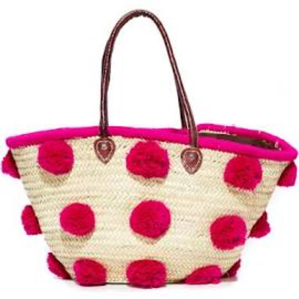 ***FUSCHIA***LARGE TOTE POMPOM